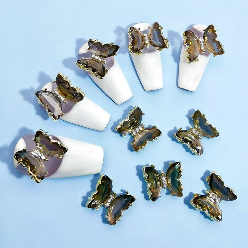 

10pcs Butterfly Design Nail Art Decoration, Gold