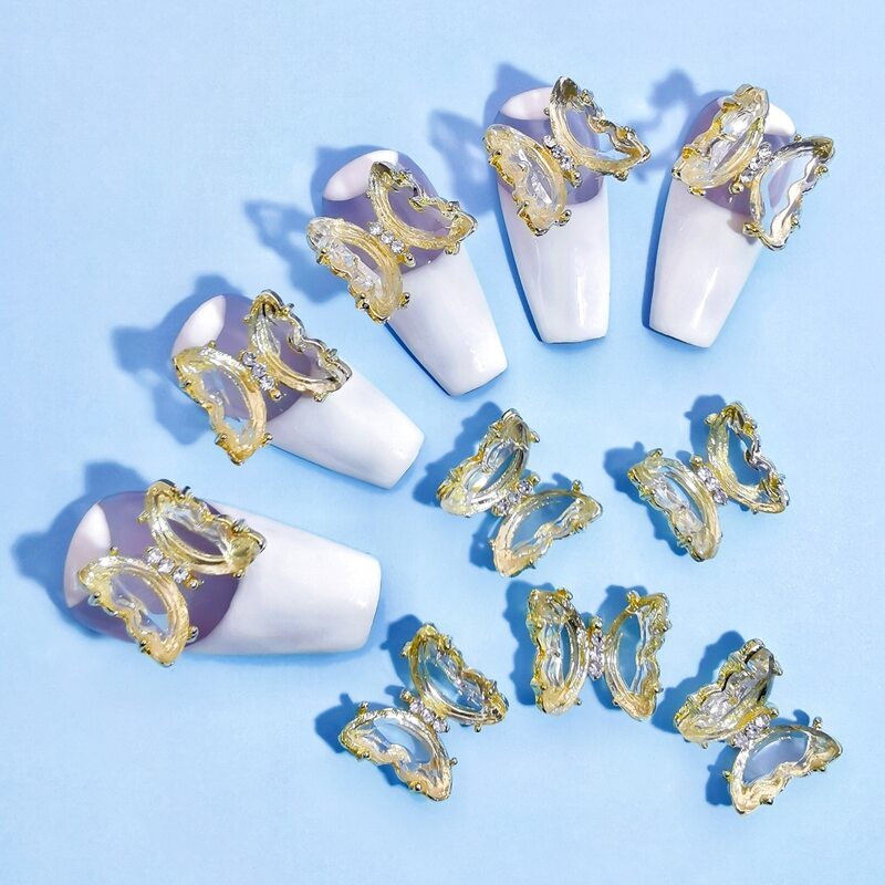 

10pcs Butterfly Design Nail Art Decoration, Gold