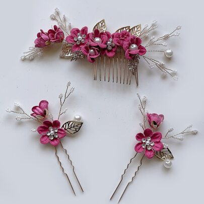 3pcs Flower Decor Hair Pin