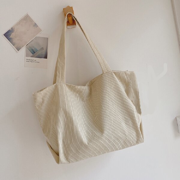 

Large Capacity Shoulder Tote Bag, Beige