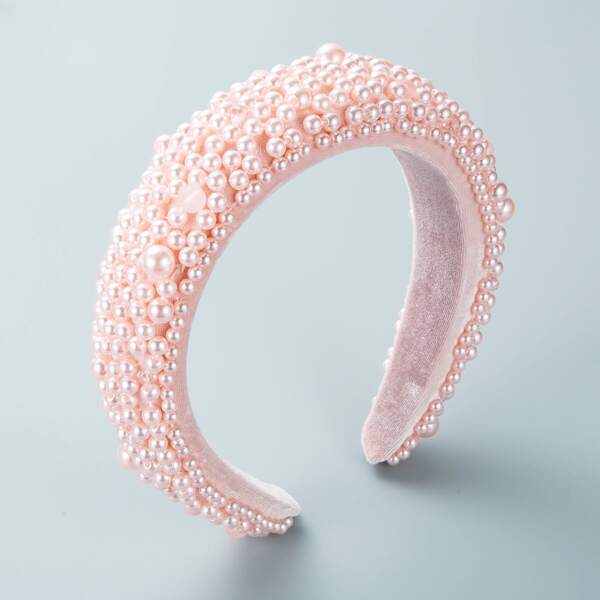 

Faux Pearl Decor Headband, Pink