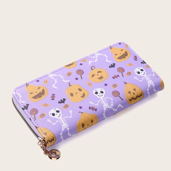 

Halloween Pumpkin Graphic Long Wallet, Multicolor
