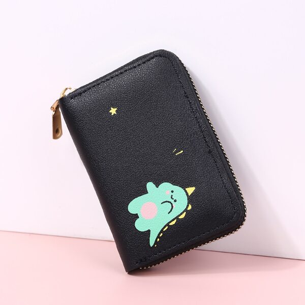 

Dinosaur Graphic Zip Card Holder, Black