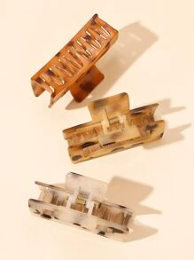 3pcs Leopard Print Hair Claw - Multicolor - View 3