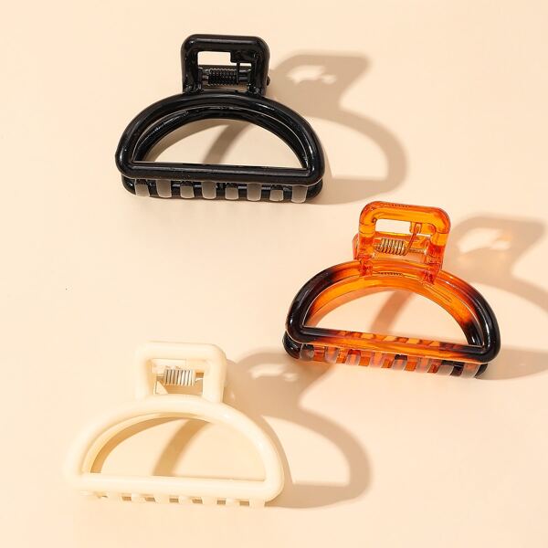 

3pcs Minimalist Hair Claw, Multicolor