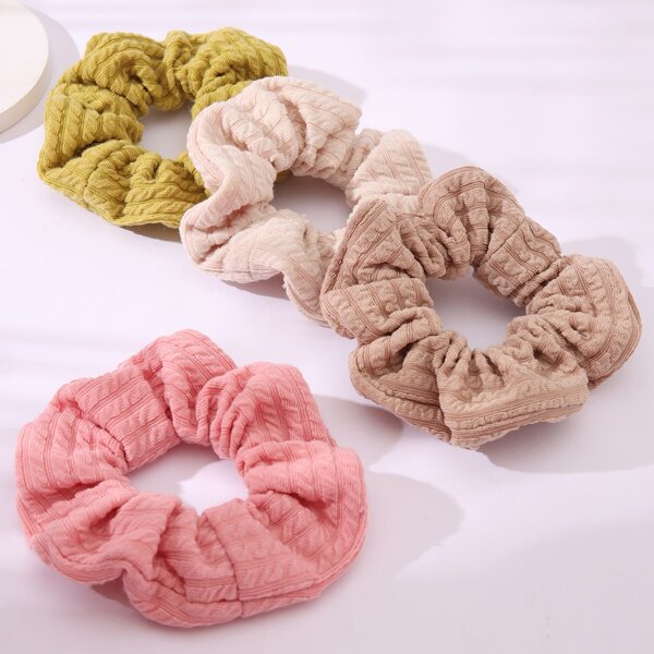 

4pcs Solid Scrunchie, Multicolor
