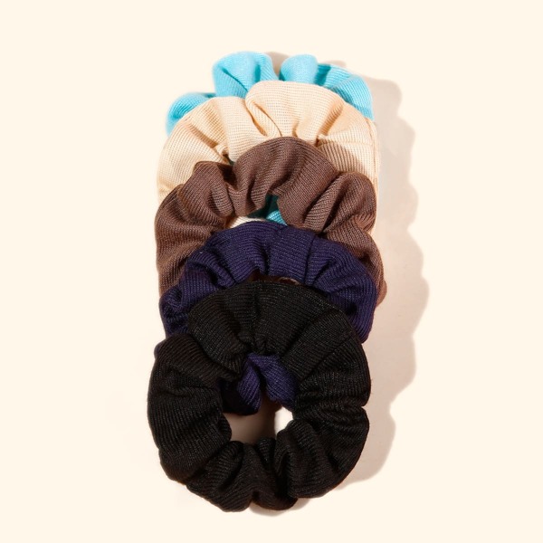 

5pcs Solid Scrunchie, Multicolor