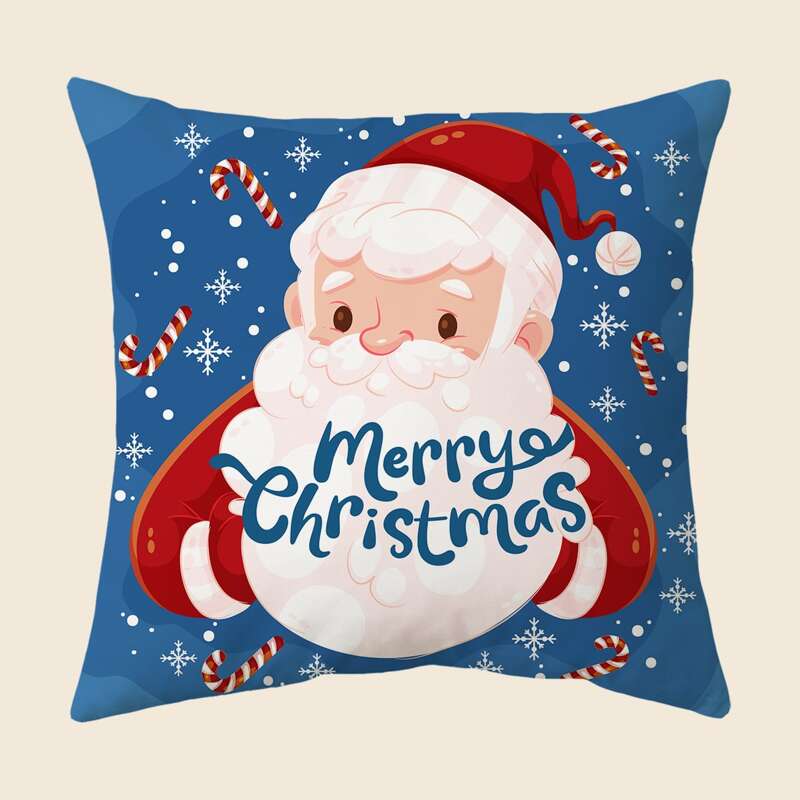 

Christmas Cartoon Graphic Cushion Cover Without Filler, Multicolor
