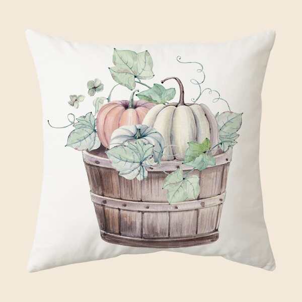 

Pumpkin Print Cushion Cover Without Filler, Multicolor