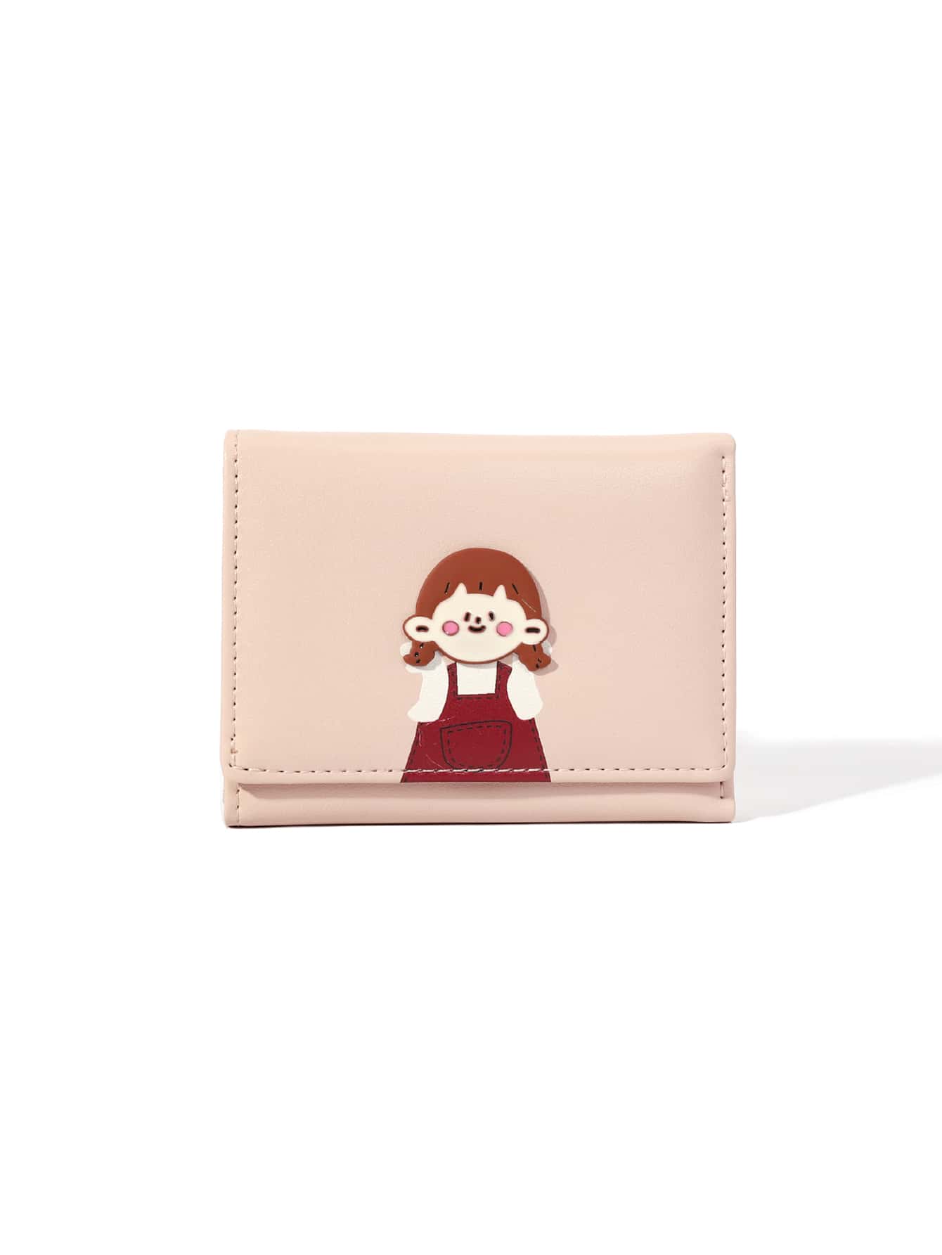卡通人物圖形折疊小錢包 - 粉色 - 查看 1