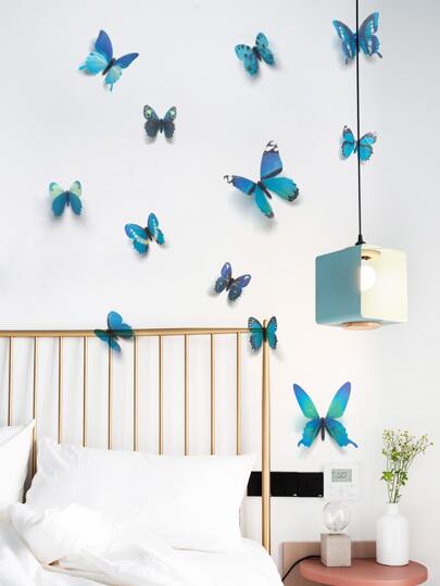 12 Stücke Aufkleber mit 3D Schmetterling Design