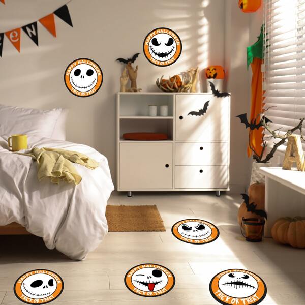 

6sheets Halloween Cartoon Graphic Wall Sticker, Multicolor