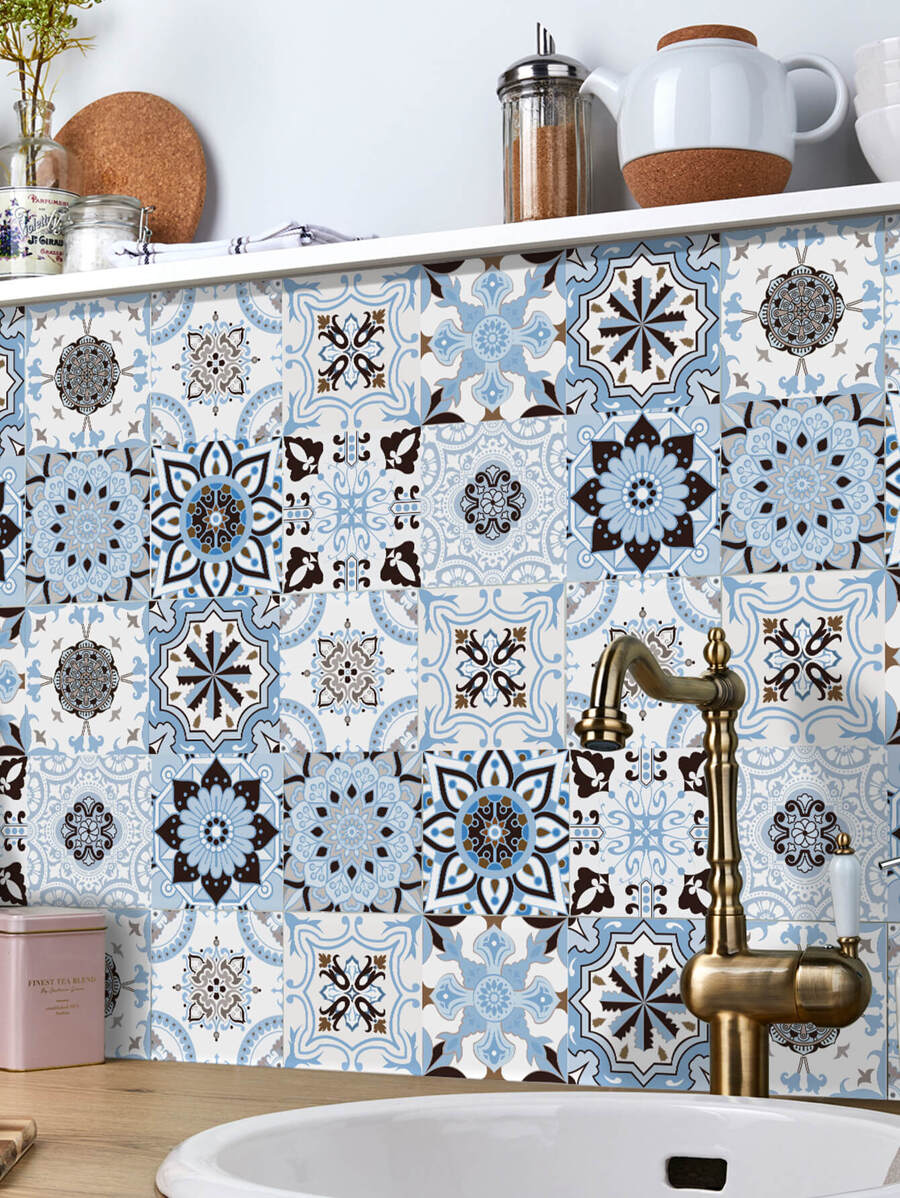 12 miếng giấy dán tường chống nước in họa tiết Rama trang trí Rama, miếng dán cải tạo bóc tấm tường, giấy dán tường, giấy dán tường, vật dụng trang trí mùa xuân làm mới ngôi nhà của bạn, miếng dán trang trí Rama - Nhiều màu - Xem 1