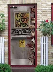 Halloween Print Door Sticker - Multicolor - View 6