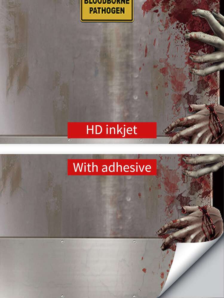 Halloween Print Door Sticker - Multicolor - View 7