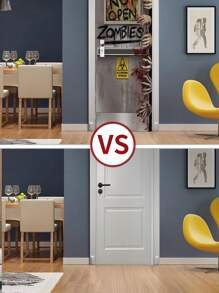 Halloween Print Door Sticker - Multicolor - View 8