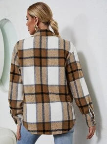 SHEIN Essnce Plaid Flap Pocket Shirt - Multicolor - View 2