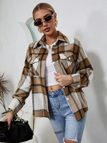 SHEIN Essnce Plaid Flap Pocket Shirt - Multicolor - View 4