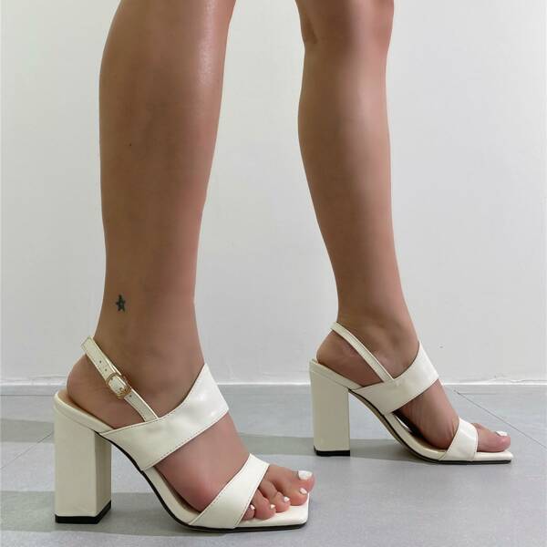 

Minimalist Chunky Slingback Sandals, White