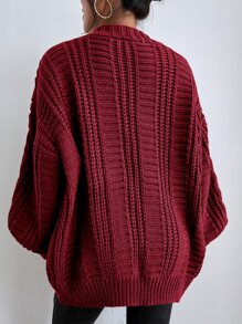 SoleilVie Solid Button Front Cable Knit Cardigan,Long Sleeve Tops Fall Winter Cloth For Women