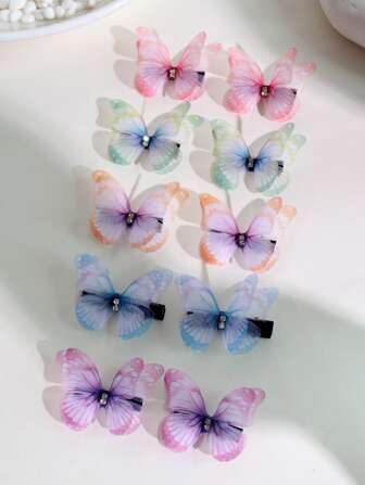 10pcs Toddler Girls Butterfly Decor Hair Clip