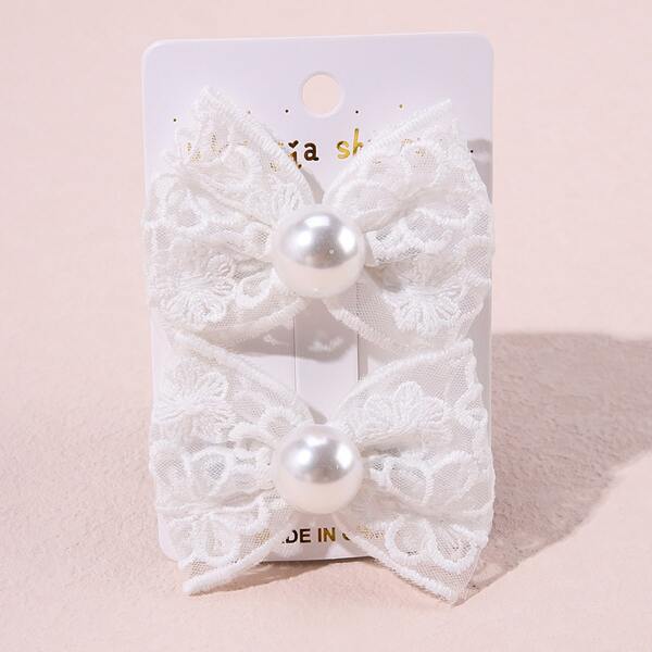 

2pcs Toddler Girls Bow Knot Hair Clip, White