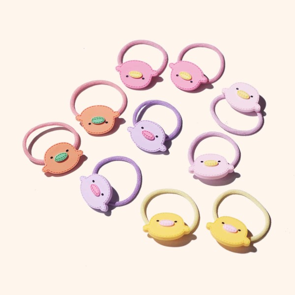 

10pcs Toddler Girls Cartoon Decor Hair Tie, Multicolor