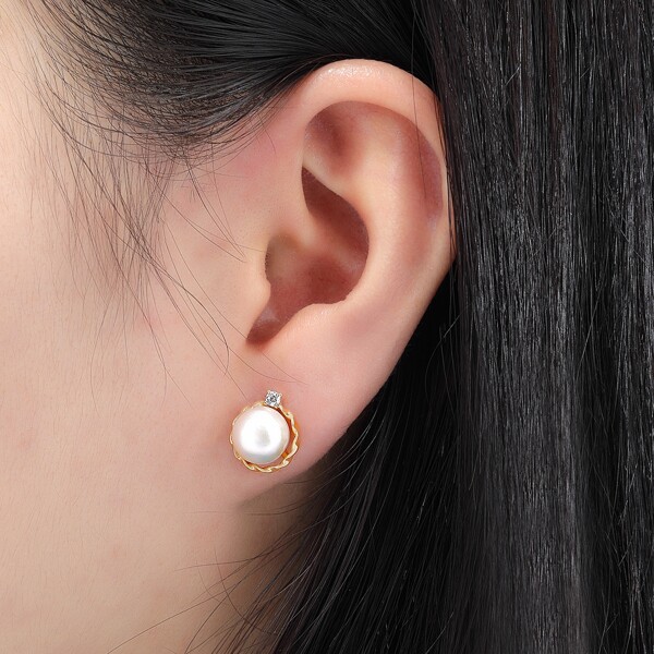 

Серьги-гвоздики 14K позолоченный с искусственным жемчугом, Золотистый