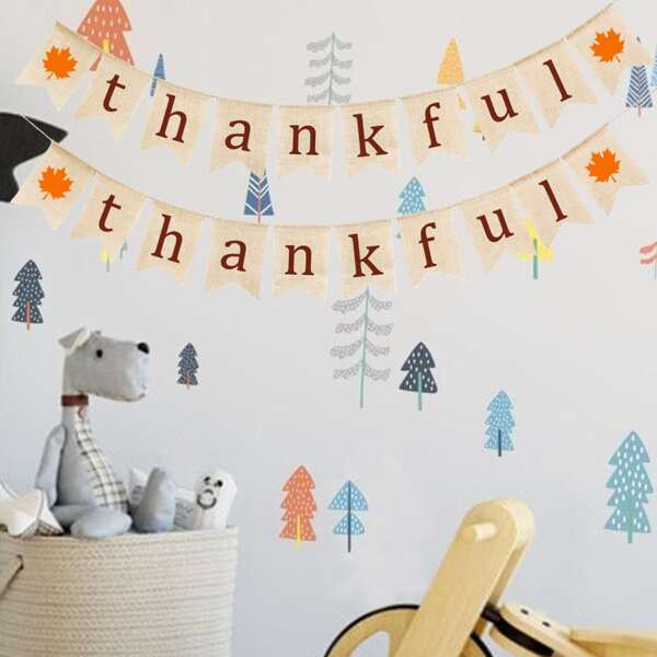 

1pc Letter Graphic Pull Flag, Khaki