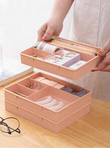 1 قطعة صندوق تخزين سطح المكتب بلون عشوائي عادي - متعدد الألوان - مشاهدة 1