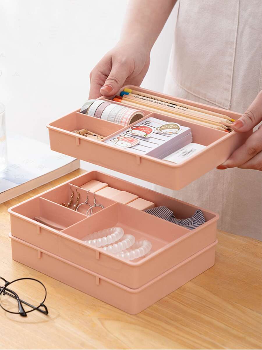 1 قطعة صندوق تخزين سطح المكتب بلون عشوائي عادي - متعدد الألوان - مشاهدة 1