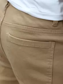 Manfinity Homme 男士斜口袋纯色牛仔裤纯色修身洗水卡其色工装牛仔裤，适合送给丈夫、男朋友的礼物 - 卡其色 - 查看 3