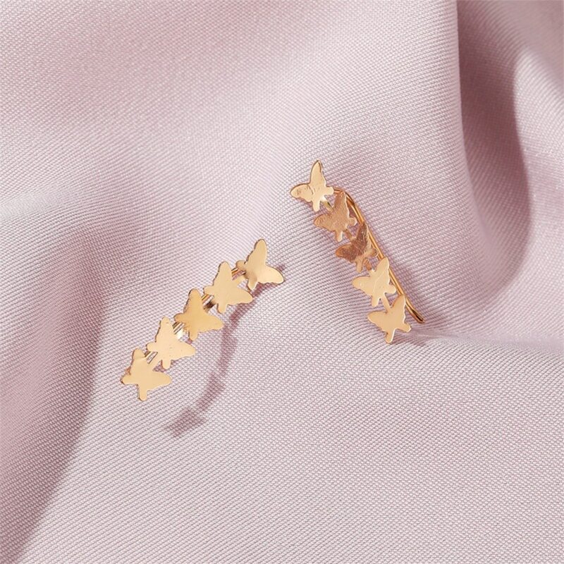 

2pcs Butterfly Decor Ear Cuff, Gold