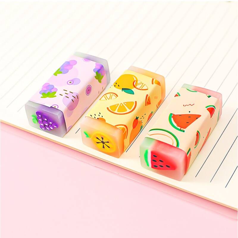 

3pcs Fruit Pattern Random Eraser, Multicolor