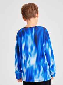 SHEIN Spring And Autumn Casual Long Sleeve Tween Boy Round Neck 3d Reflective Wolf Printed T-Shirt - Multicolor - View 2