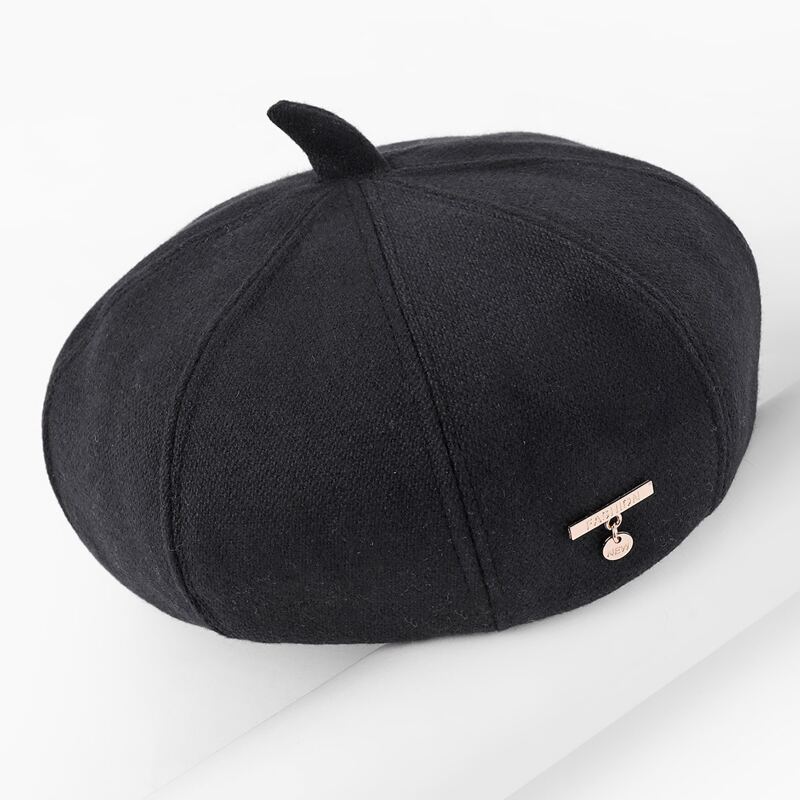 

1pc Solid Beret, Black
