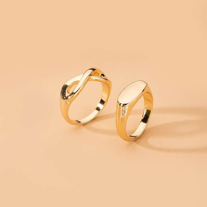 

2pcs Hollow Out Decor Ring, Gold