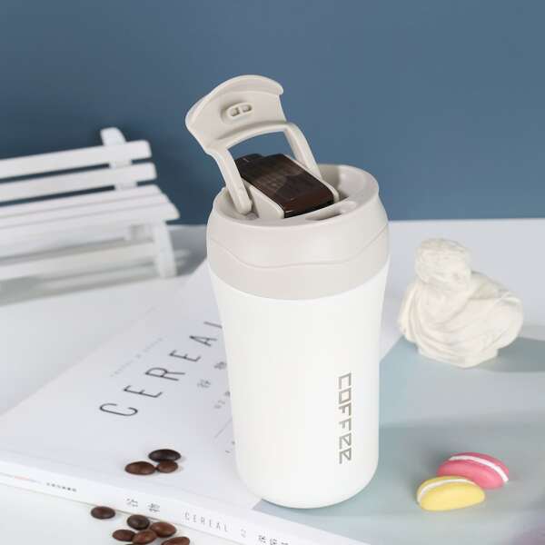 

1pc Letter Graphic Vacuum Cup, White