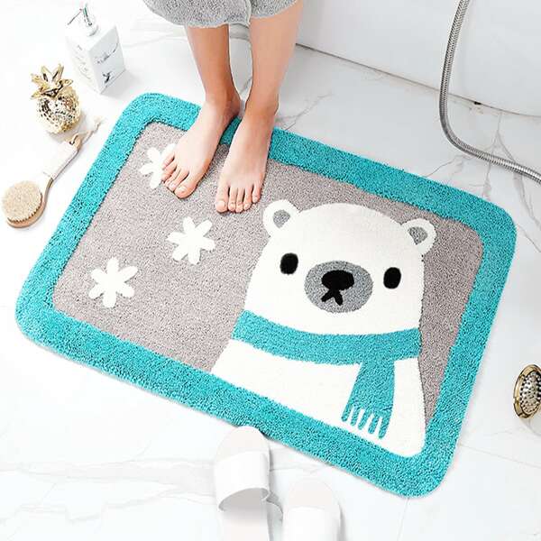 

Bear Print Non-slip Door Mat, Grey