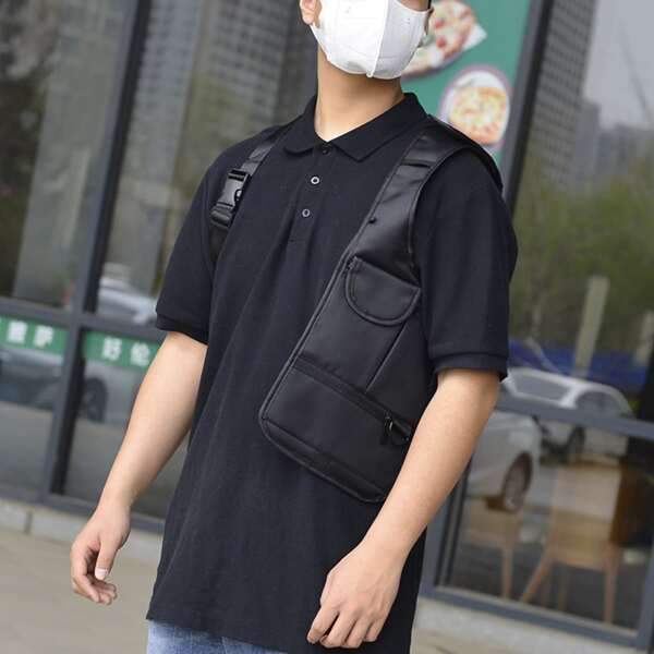 

Men Minimalist Chest Bag, Black