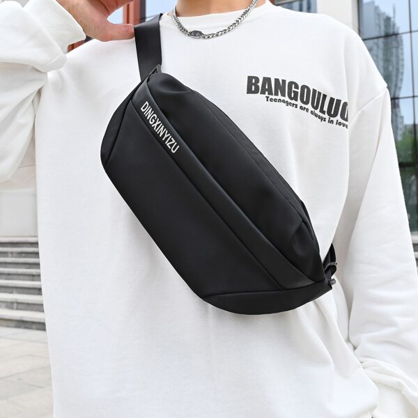 

Men Letter Graphic Zip Fanny Pack, Black