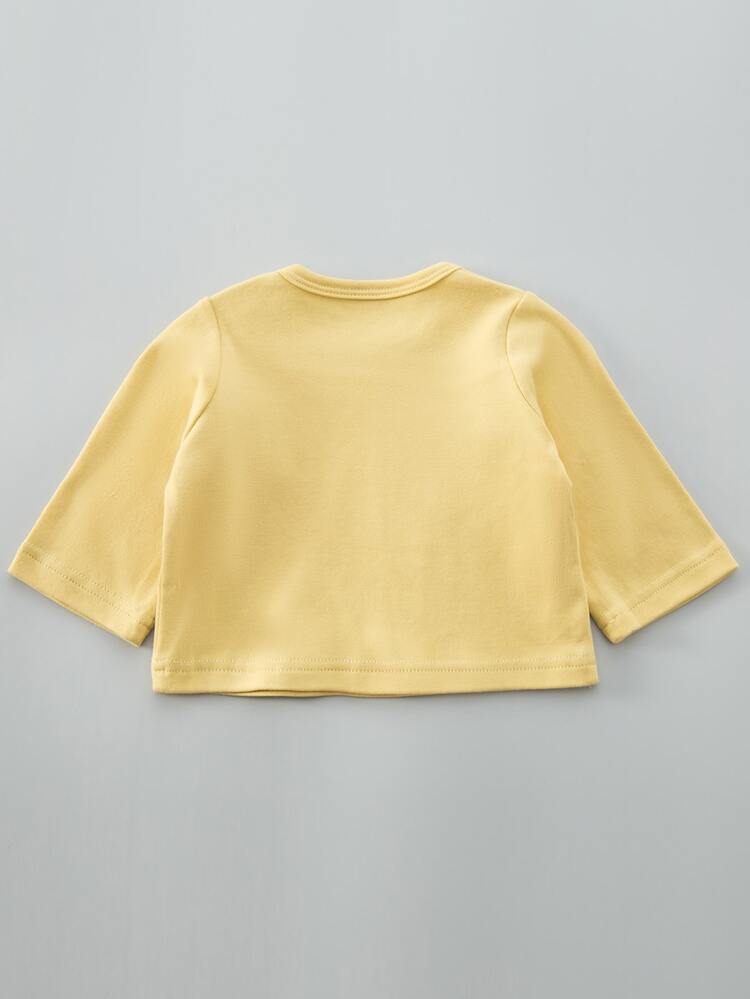 Newborn Baby Solid Round Neck Top - Yellow - View 2