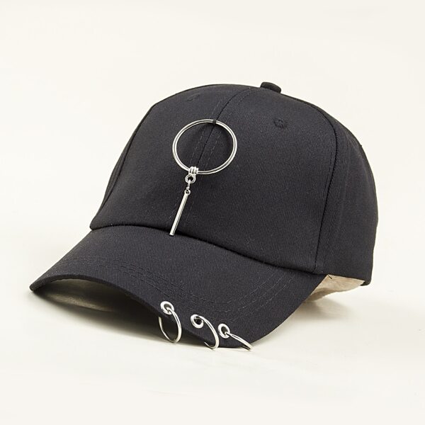 

Men Ring Decor Baseball Cap, Black