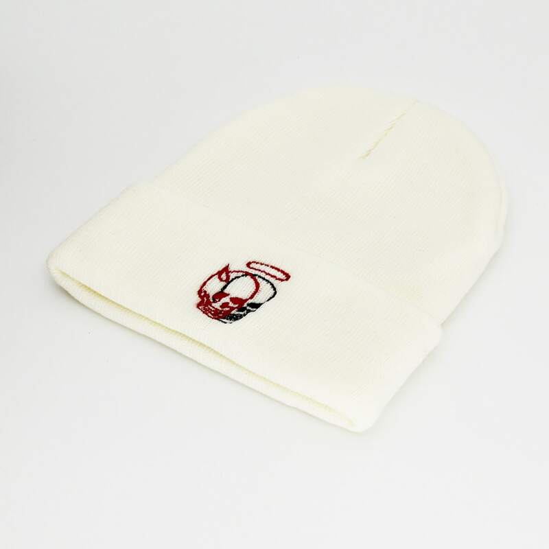

Guys Skull Embroidered Beanie, White