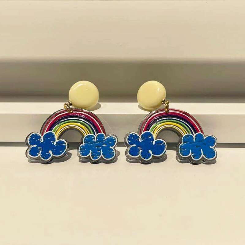 

Rainbow Drop Earrings, Blue