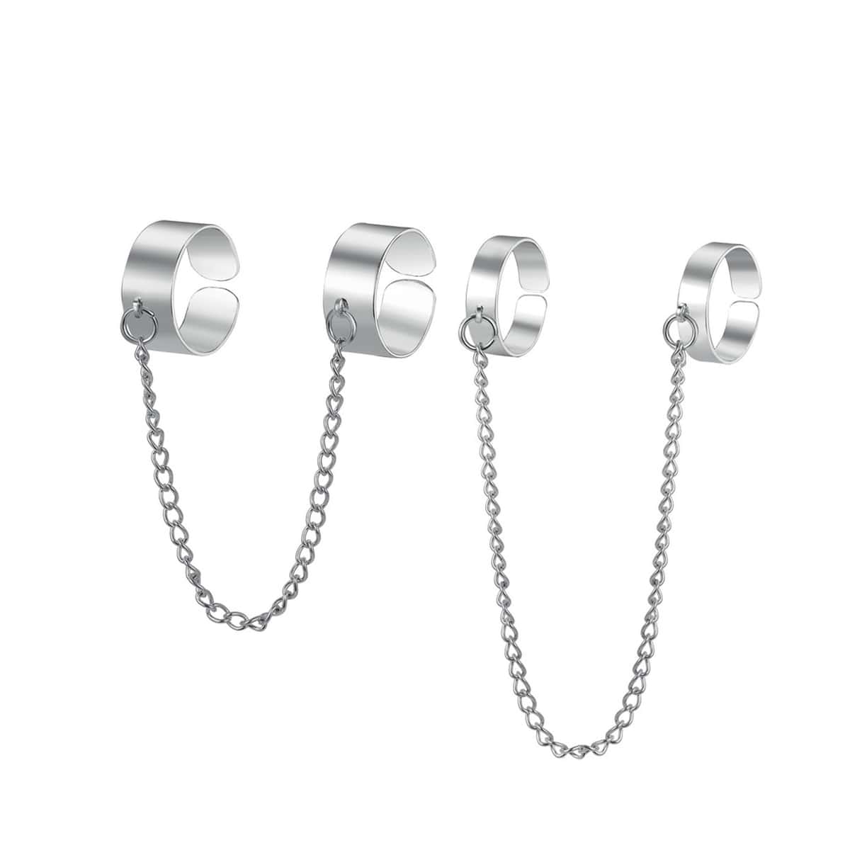 

2pcs Chain Linked Ring, Silver