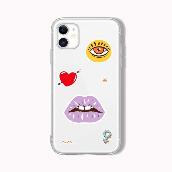 

Lip Painted Clear Phone Case, Multicolor