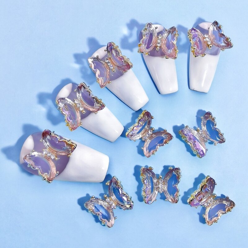 

10pcs Butterfly Rhinestone Nail Art Decoration, Gold