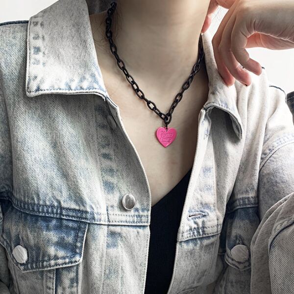 

Heart Charm Necklace, Multicolor