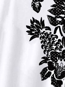 SHEIN LUNE 大碼印花蝙蝠袖弧形下擺T恤